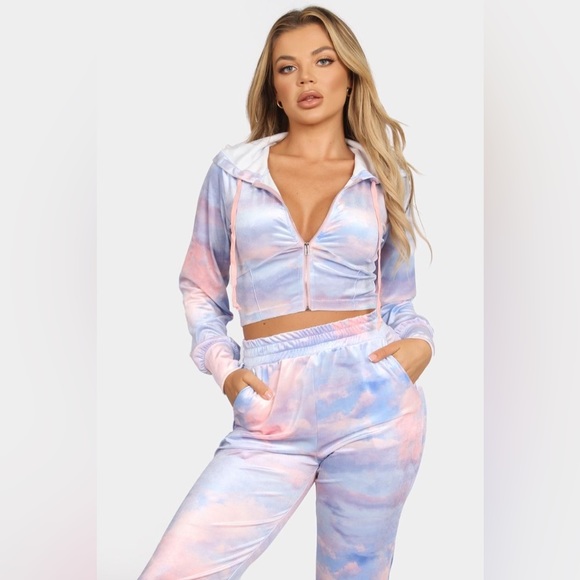 SKY TIE DYE VELVET TRACK SET - Picture 2 of 3